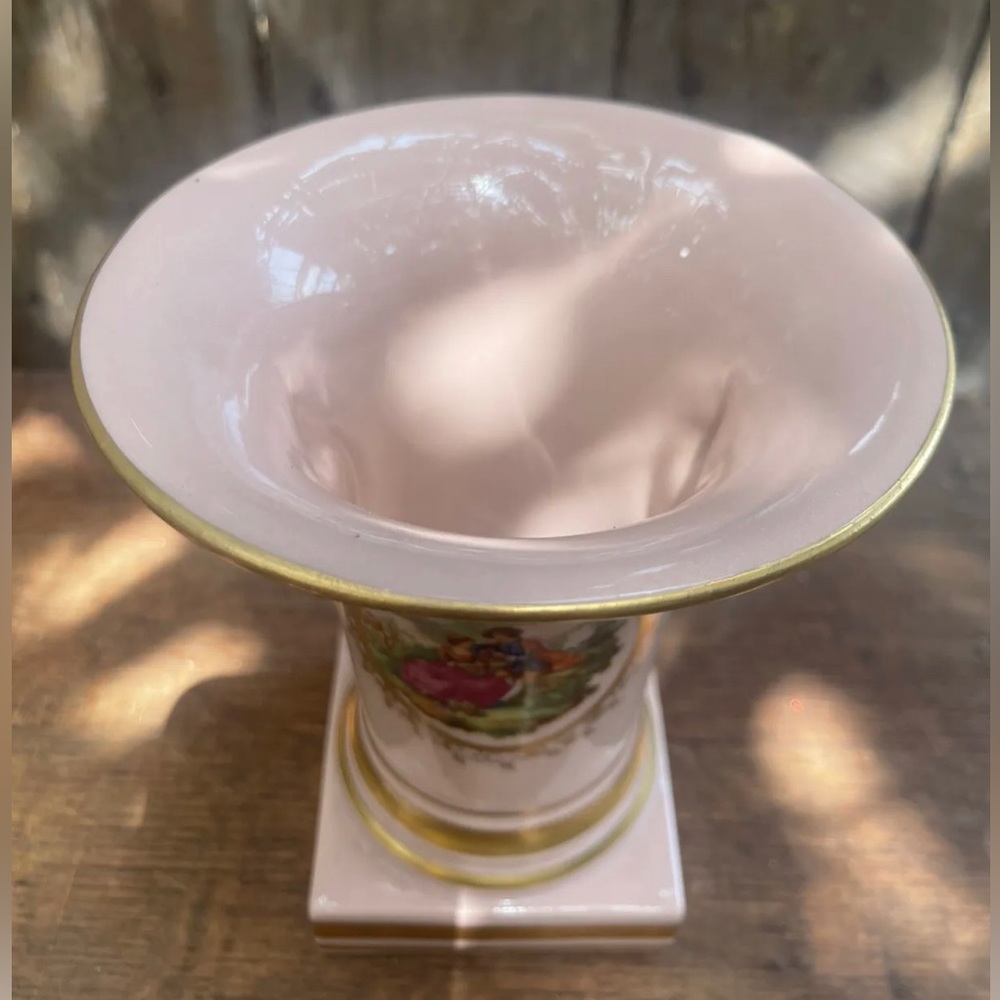 Vintage Blush Pink & Gold Vase Victorian Cottage Shabby Chic Floral Cottagecore - Picture 5 of 6
